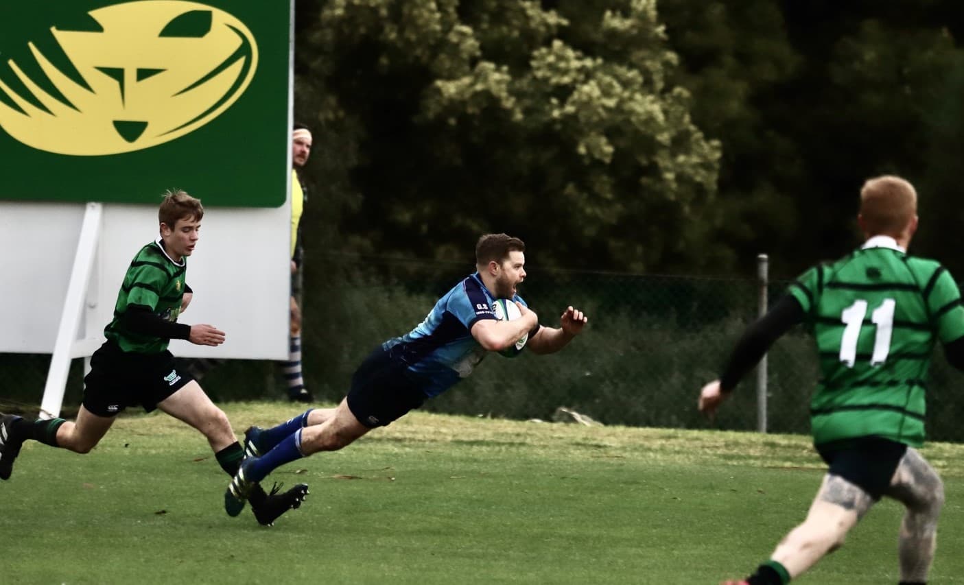 Ed Salter dives over for a try during Taroona's 2024 Premiership Semi Final win over Devonport. Picture: CMW Photography