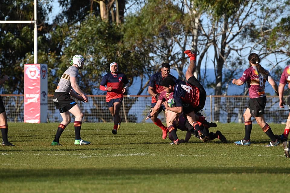 ROUGH AND TUMBLE: Round 1 winners Burnie and Hobart Lions will collide at Emu Park in this weekend's Premiership clash. 