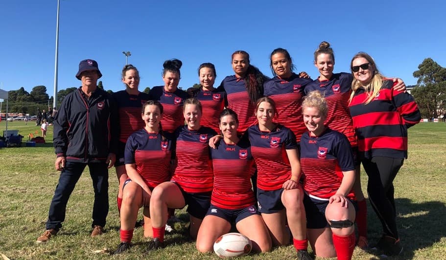 ON TOP: Burnie Emus and coach Brett Kershaw (far left) are undefeated in the TRU women’s competition after six matches. Picture: Burnie Emus Facebook