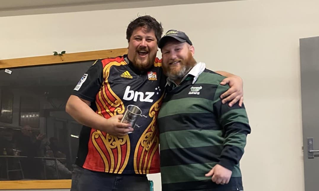 Devonport stalwart Sam O'Keeffe (right) has been received the George Wilson Award for Tasmanian Rugby Volunteer of the Year.