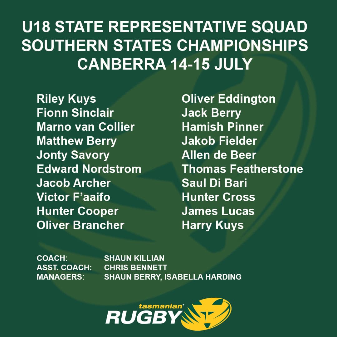 U18 State Representative Squad, Tas 2022